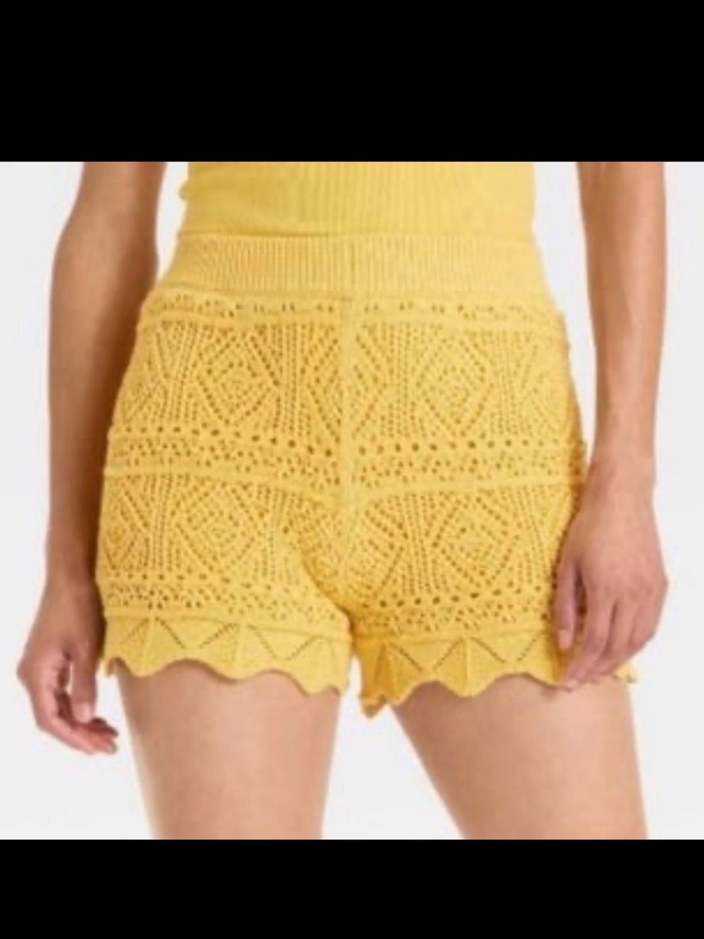 a new day Yellow Crochet High-Waist Women’s Shorts